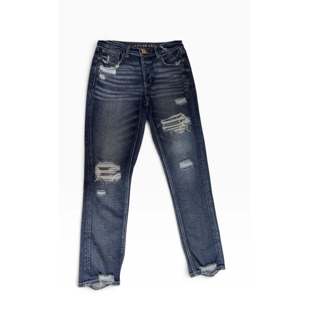 American Eagle Jeans Women's Sz 2 Long Tomgirl Button Fly Distressed